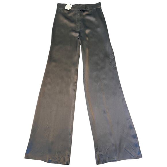 NWT Vintage GRETA Beverly Hills Steel Gray Straight Leg Silk Pants NOS Fits a 4 - Picture 8 of 15